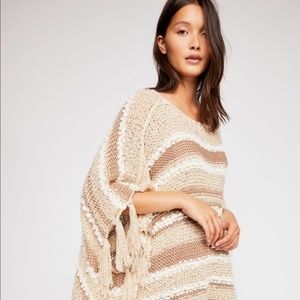 Free People Big Dipper Poncho Beige NWOT OS
